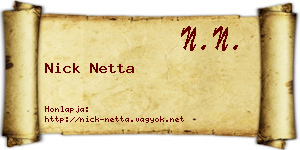 Nick Netta névjegykártya